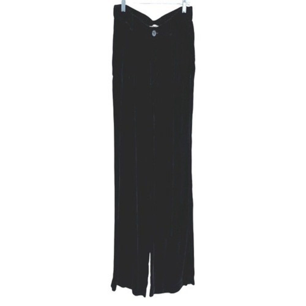 Cloth & Stone Velvet Wide Leg Pants Womens 28 Black Silk‎ Blend Pleated Holiday